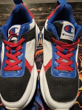 Champion Multi-Color Athletic Shoes — Black, White, Blue & Red